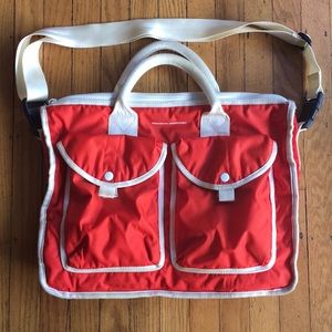 Brooklyn Industries red laptop messenger bag